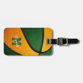 オレンジ色のバスケットボール旅行チームカラー ラゲッジタグ (正面横)