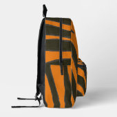 オレンジ色のバックパックに黒いゼブラストライプ プリントバックパック (左)