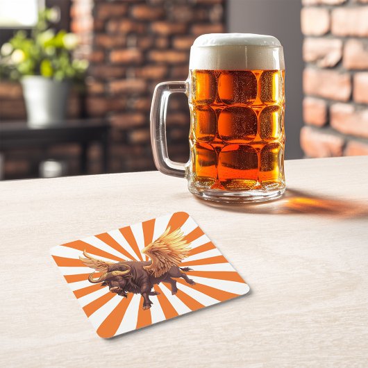 オレンジ色のバッファローウィングススターバスト スクエアペーパーコースター