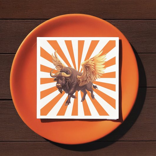 オレンジ色のバッファローウィングススターバスト スタンダードカクテルナプキン