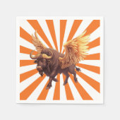 オレンジ色のバッファローウィングススターバスト スタンダードカクテルナプキン (正面)