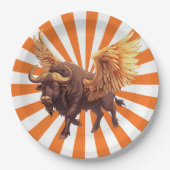 オレンジ色のバッファローウィングススターバスト ペーパープレート (正面)
