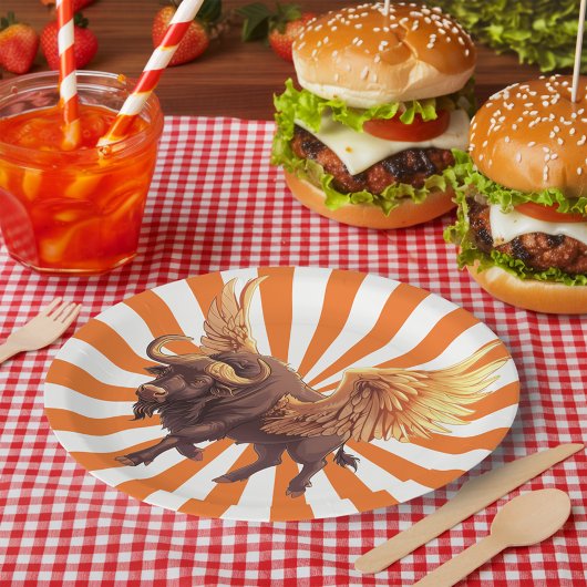 オレンジ色のバッファローウィングススターバスト ペーパープレート