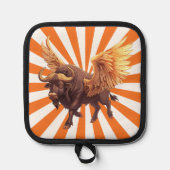 オレンジ色のバッファローウィングススターバスト 鍋敷き (正面)