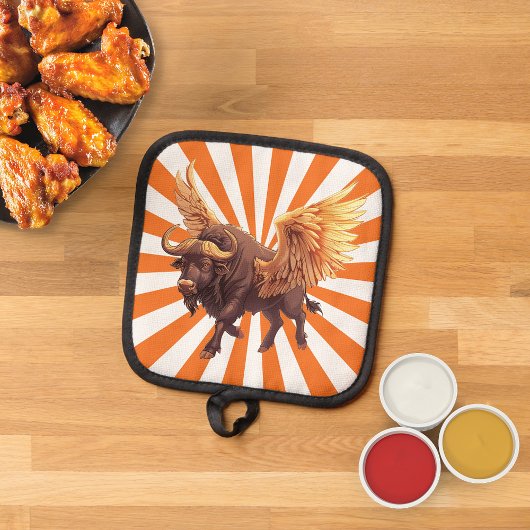 オレンジ色のバッファローウィングススターバスト 鍋敷き