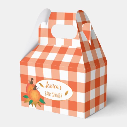 オレンジ色のバッファローチェックとカボチャの好意ボックス フェイバーボックス (正面サイド)