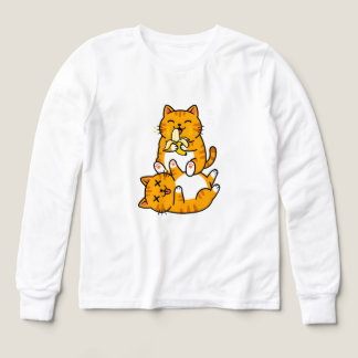 オレンジ色のバナナを食べる面白い猫 ネコのかわいいキャラクター