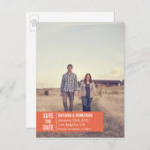 オレンジ色のバナー写真ポストカードの保存 案内ポストカード (正面/裏面)