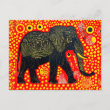 オレンジ色のバブルパターンを持つ黒象