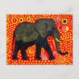 オレンジ色のバブルパターンを持つ黒象 シーズンポストカード
