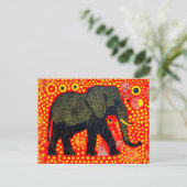 オレンジ色のバブルパターンを持つ黒象 シーズンポストカード (スタンド正面)