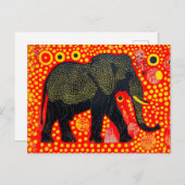 オレンジ色のバブルパターンを持つ黒象 シーズンポストカード (正面/裏面)
