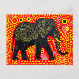 オレンジ色のバブルパターンを持つ黒象 シーズンポストカード