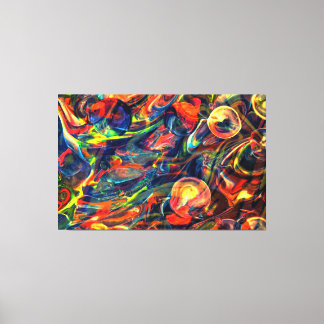 オレンジ色のバブル抽象芸術ウォールアート数々のキャンバス – カラー キャンバスプリント