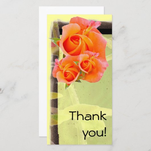 オレンジ色のバラがイエローカードに表示される サンキューカード (正面/裏面)