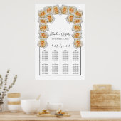 オレンジ色のバラのウェディング　席次表 ポスター (キッチン)