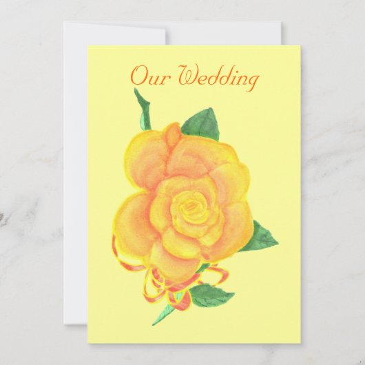 オレンジ色のバラのカスタム ウェディング 招待状 (正面)