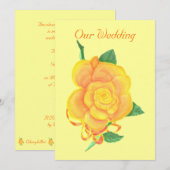 オレンジ色のバラのカスタム ウェディング 招待状 (正面/裏面)