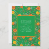 オレンジ色のバラのグリーンの写真 卒業のお知らせ 招待状 (裏面)