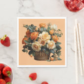 オレンジ色のバラのバスケット スタンダードランチョンナプキン (インサイチュ)