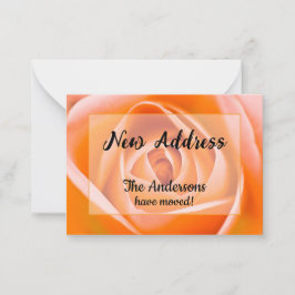 オレンジ色のバラの新しいアドレスのお知らせ ノートカード
