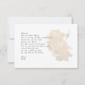 オレンジ色のバラの木製の名誉のメイド カード (裏面)