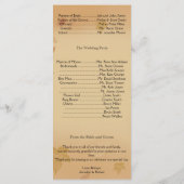 オレンジ色のバラの秋の結婚式 プログラム (裏面)