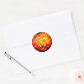 オレンジ色のバラの花のアートの「ありがとう!」ステッカー ラウンドシール (封筒)