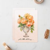 オレンジ色のバラの花瓶 ノートカード (正面/裏面インサイチュ)