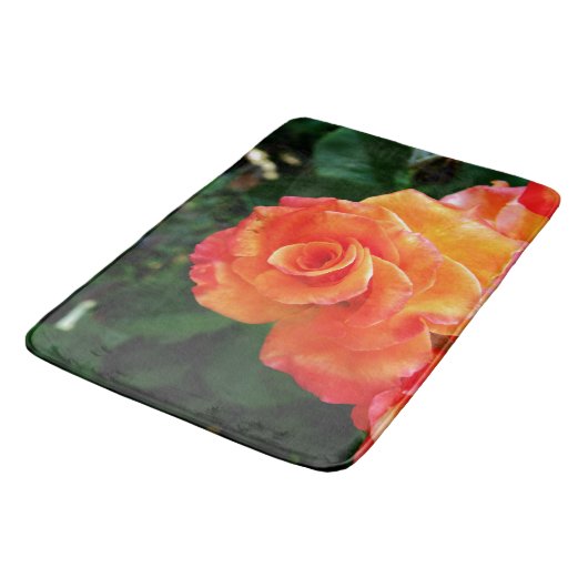 オレンジ色のバラの花 バスマット (アングル)