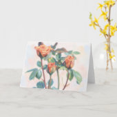 オレンジ色のバラの蕾3輪 庭の芸術 ノートカード (黄色い花)