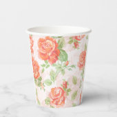 オレンジ色のバラパターン 紙コップ (裏面)