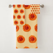 オレンジ色のバラフラワーシームレスパターン バスタオルセット (インサイチュ)