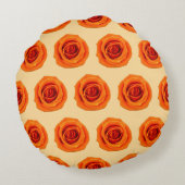 オレンジ色のバラフラワーシームレスパターン ラウンドクッション (裏面)