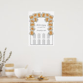 オレンジ色のバラ結婚の座席表 ポスター (キッチン)