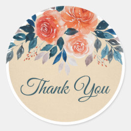 オレンジ色のバラ結婚ズサンキュー ラウンドシール