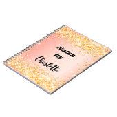 オレンジ色のバラ金ゴールドグリッター名スクリプト ノートブック (左側)