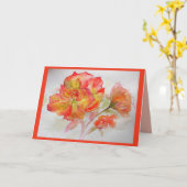 オレンジ色のバラ 水彩のバラ 花のカード カード (黄色い花)