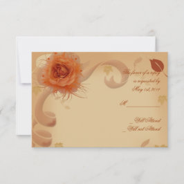 オレンジ色のバラ(秋・レスポンス・カード) 出欠カード