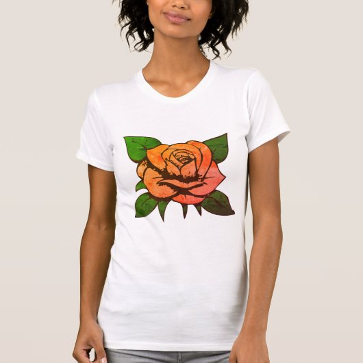 オレンジ色のバラ Tシャツ (正面)