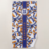 オレンジ色のバレーボールのスポーツチームの色のギフト ビーチタオル (正面)