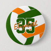 オレンジ色のバレーボールのチームカラー 缶バッジ (正面)