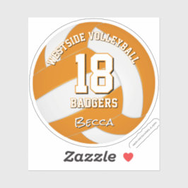 オレンジ色のバレーボールチームのカラー アスリート名 シール