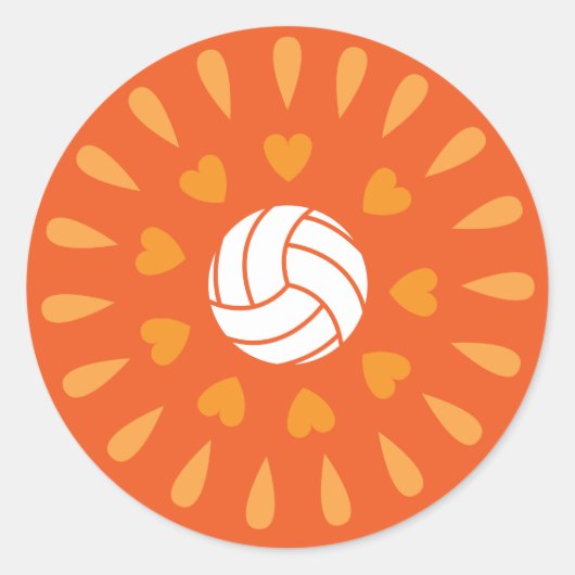 オレンジ色のバレーボール万華鏡のように千変万化するパターンパターン ラウンドシール (正面)