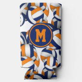 オレンジ色のバレーボール模様スポーツモノグラムの スリム缶クーラー (裏面)