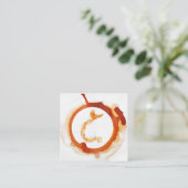 *~*オレンジ色のバーガンディ赤炎フェニックス火災リングや輪 スクエア名刺 (スタンド正面)