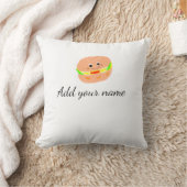 オレンジ色のバーガーウォーターカラーを追加ネーム文字フードフライ クッション (ブランケット)