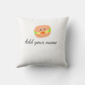 オレンジ色のバーガーウォーターカラーを追加ネーム文字フードフライ クッション (裏面)