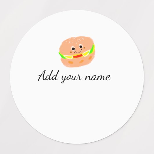 オレンジ色のバーガーウォーターカラーを追加ネーム文字フードフライ ラベル (デザイン2)