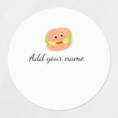 オレンジ色のバーガーウォーターカラーを追加ネーム文字フードフライ ラベル (デザイン1)